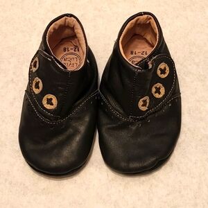 Livie & Luca black leather velcro closure baby shoes